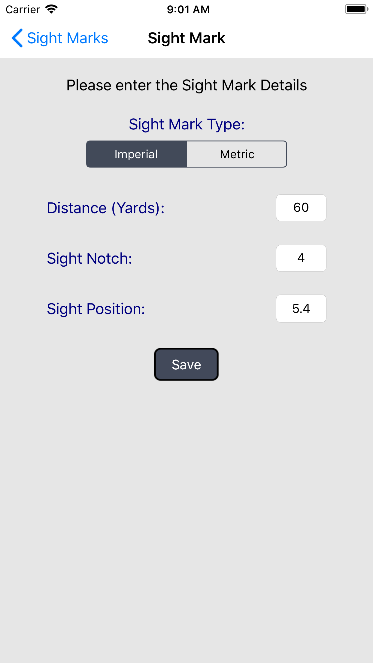 Sight Mark Details screenshot